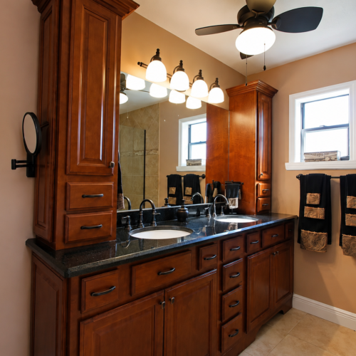 Project Archive bath modern bathroom with warm wood tones.webp
