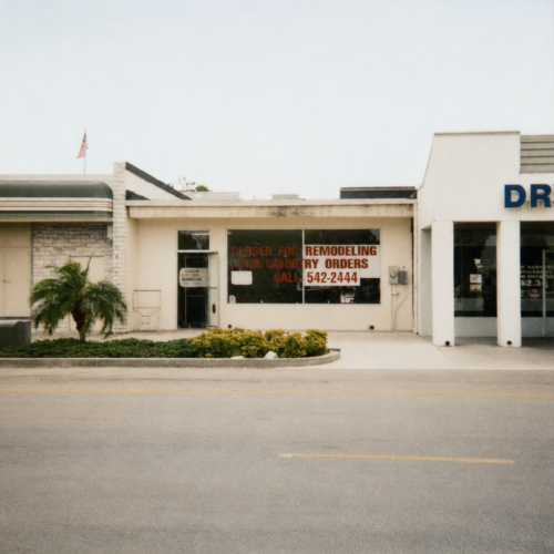 Project Archive commercial mid century storefront on a quiet street