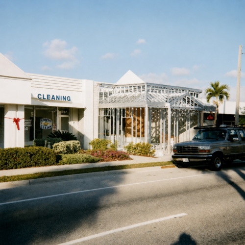 Project Archive commercial tropical suburban storefront with palm tree
