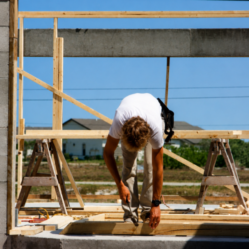 Project Archive custom home construction work in the framed opening