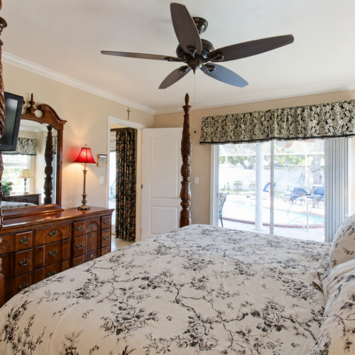 Project Archive custom home cozy master bedroom with pool view