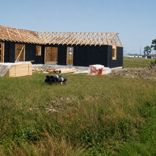 Project Archive custom home house construction in open field