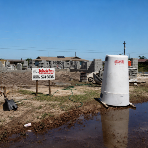 Project Archive depaolabros custom home construction site under bright sunlight