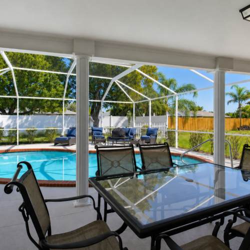 Project Archive outdoor sunny backyard pool retreat with patio