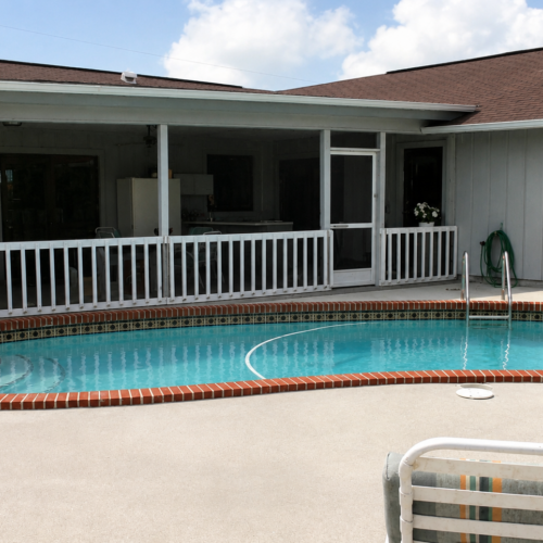 Project Archive outdoor sunny backyard pool with covered porch