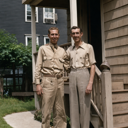 The original DePaola brothers, Walter and Joe DePaola walter and joe depaola friendly pose on a sunny porch